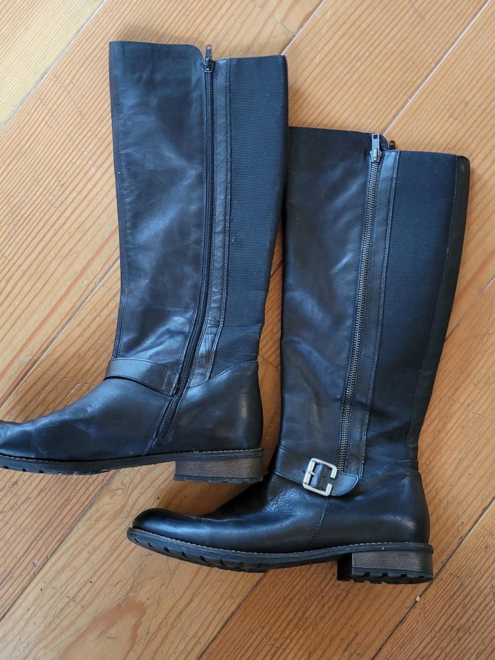 Remonte - Leather Classic Black Riding Boots with Buckle